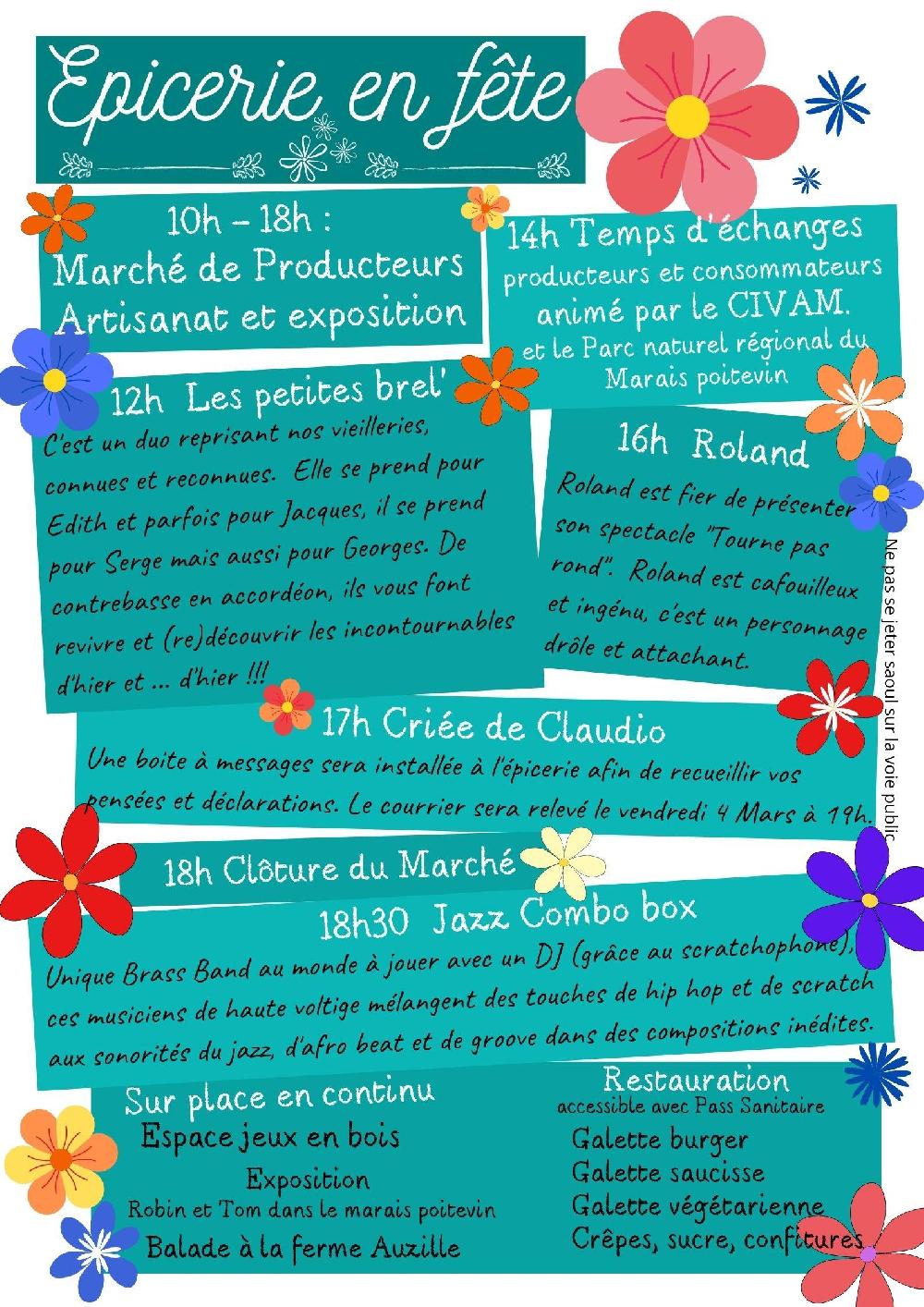 Programme de la fête de la Petite épicerie du vanneau 2022