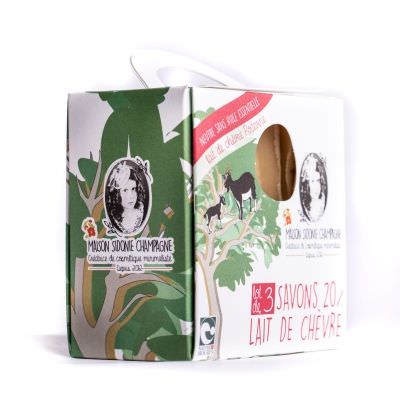 Pack de 3 savons 20 % lait de chèvre Poitevine bio