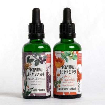 Huile de massage 100 % bio huile d'amande de prune fleur d'arnica